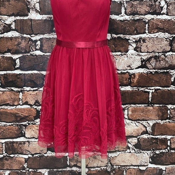 DB Studio Dress Red Christmas Holiday Floral Ribbon Tulle XS - Picture 4 of 14